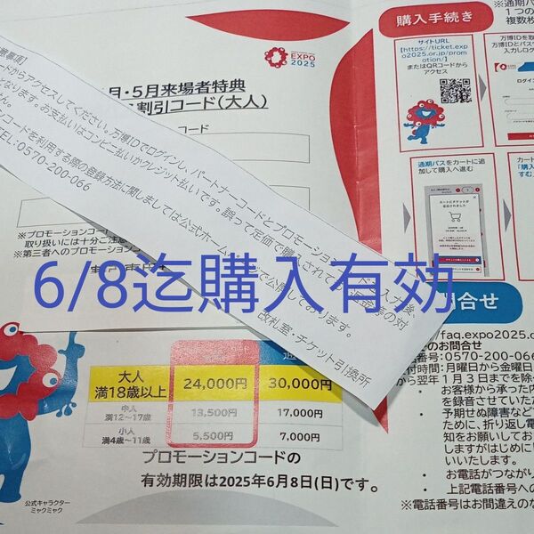 大阪万博通期パスコード記載の用紙1枚