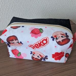 No.32 ぺこちゃん キャラメルポーチ BOXポーチ ハンドメイド