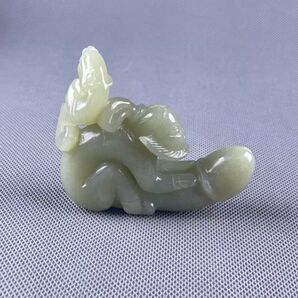 骨董品 本物和田玉 手彫 人祖 陽具 男根 置物 根付