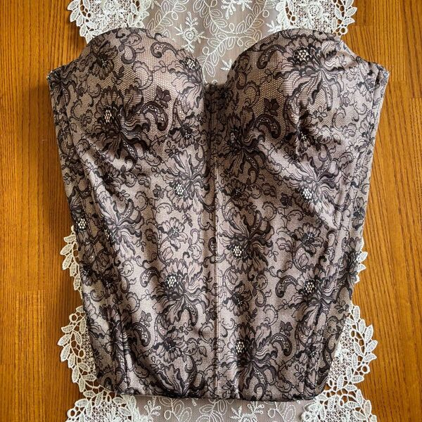 MARUKO マルコ 補正下着 ロングブラジャー C70 モカブラウンレース柄 美品