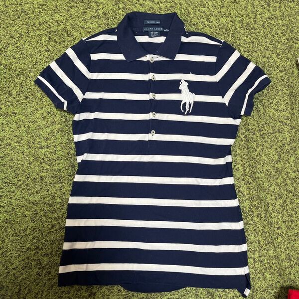 Ralph Lauren ラルフローレン ポロシャツ レディース The skinny polo S(160) ボーダー 紺×白