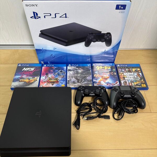 PS4 CUH2000B B01本体 1TB ソフト5本 コントローラー2個 まとめ売り