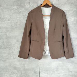 RUIRUE BOUTIQUE ルイルエブティックノーカラージャケット茶色S