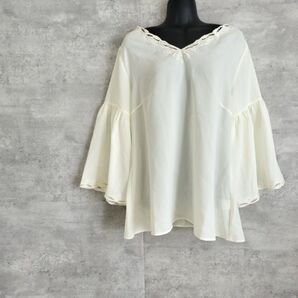 新品SHINNOSUKE レースブラウスLL XL ゆったりレースオフホワイト