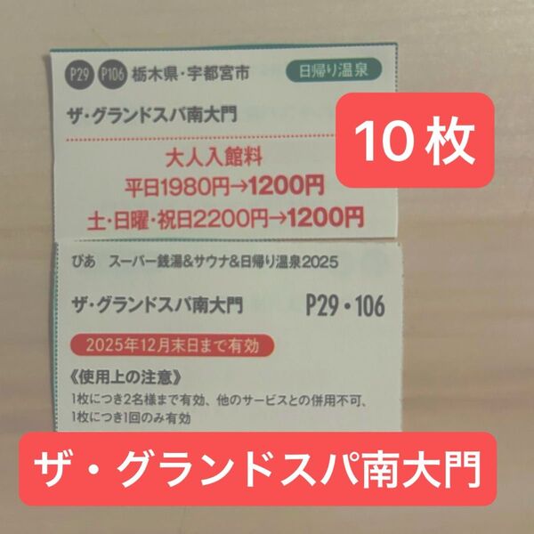 ザ・グランドスパ 南大門 大人入館料割引券 10枚セット クーポン