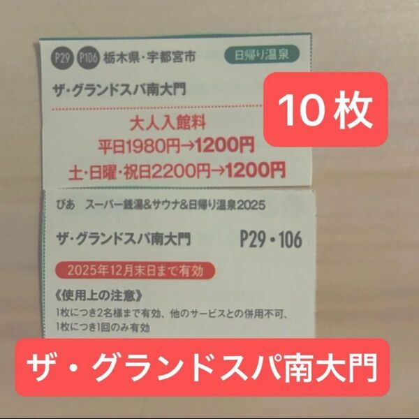 ザ・グランドスパ 南大門 大人入館料割引券 10枚セット クーポン