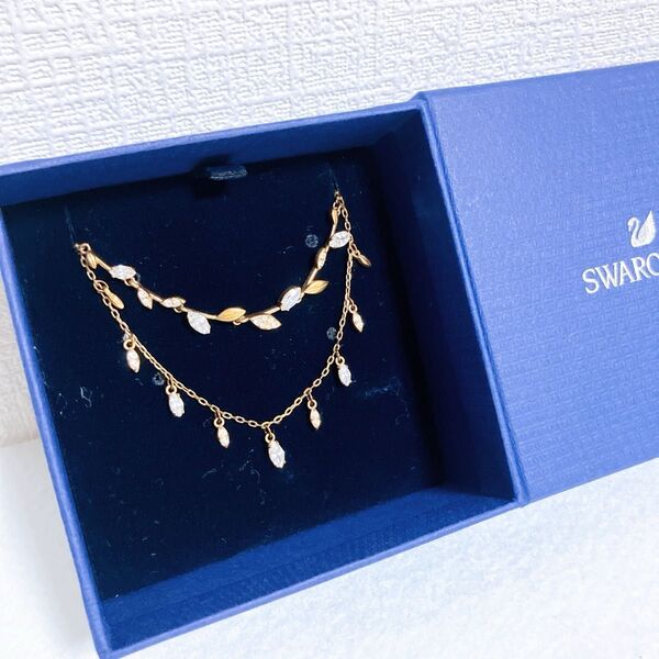 スワロフスキー SWAROVSKI mayfly ネックレス ゴージャス リーフ ゴールド クリスタル