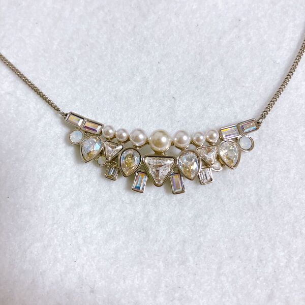 Swarovski Festivity Small Necklaceスワロフスキー ネックレス シルバー パール クリスタル美品