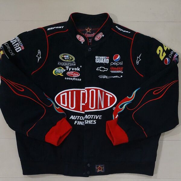 90-00年代 JH Design DUPONT フレイムパターン レーシングジャケット ブラック 2XL