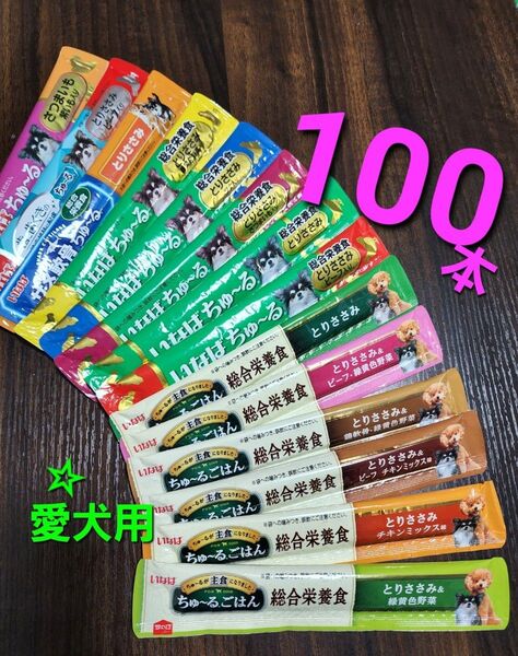 111 いなば 総合栄養食ちゅ~るごはん & wanちゅ~る 14種合計100本 犬用ちゅ~る 愛犬用 国産