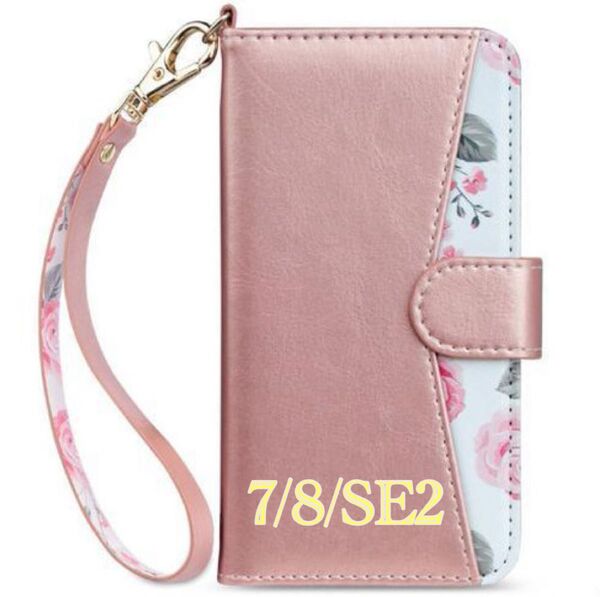 新品 大人気 iPhone8 iPhone7 iPhoneSE2 iPhoneSE3 花柄 iPhoneケース ピンク 手帳型