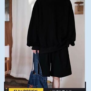 スウェット セットアップ ゆったりシルエット 上下セット メンズ ハーフパンツ 通気性抜群 吸湿速乾 コットン 綿 黒 ブラック