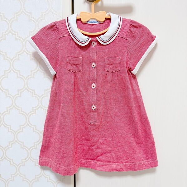 【 美品 】ファミリア familiar 半袖 ワンピース 女の子 80cm