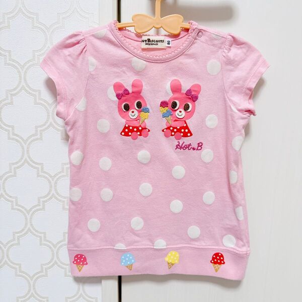 ミキハウス ホットビスケッツ 半袖 Tシャツ ピンク アイス 80cm 女の子