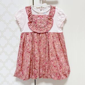 BeBe べべ 半袖 バルーン お花柄 ワンピース 女の子 80cm