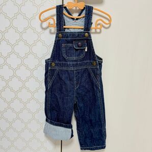 ミキハウス デニム オーバーオール サロペット 長ズボン 70-80cm