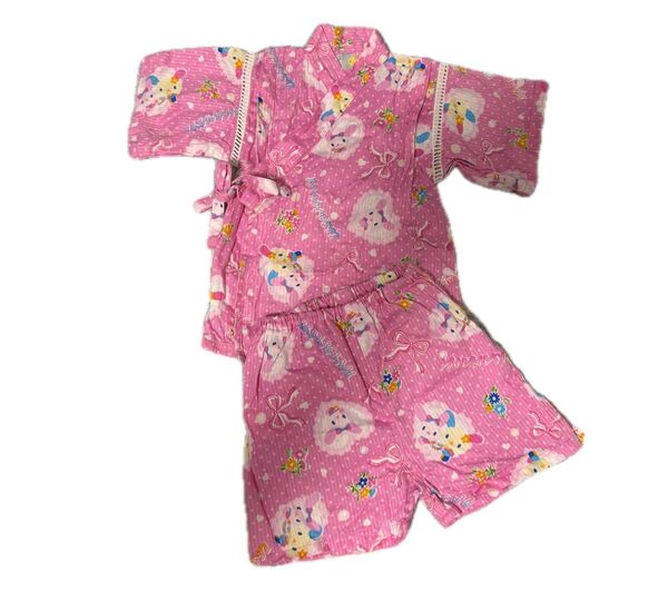 ベビー 甚平 女の子 ピンク ウサギ柄 80サイズ