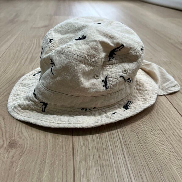 キッズ 恐竜刺繍ハット ベージュ52cm
