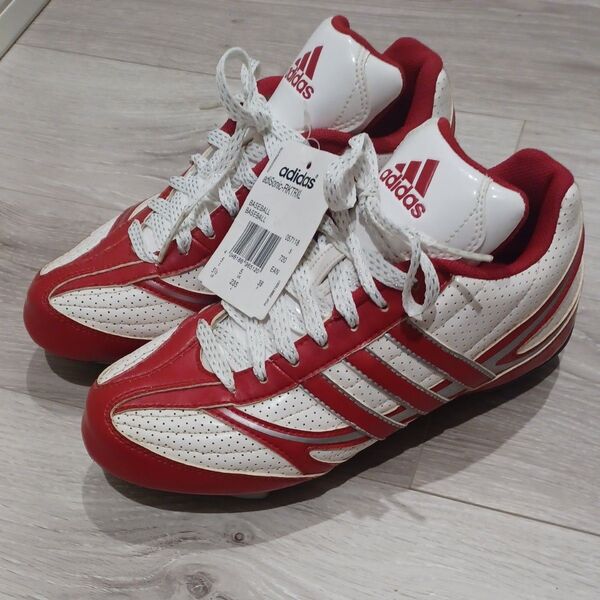 adidas アディダス ベースボール 野球 スパイク 新品 23.5センチ 白 赤 スパイク