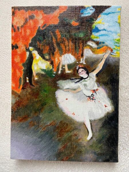 ドガ 舞台の踊り子 肉筆手描きの油絵模写画