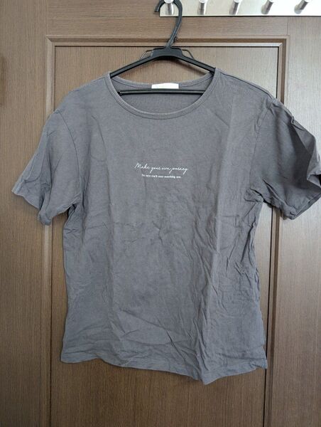 chocol raffine robe半袖Tシャツ チャコールグレー ロゴ入り