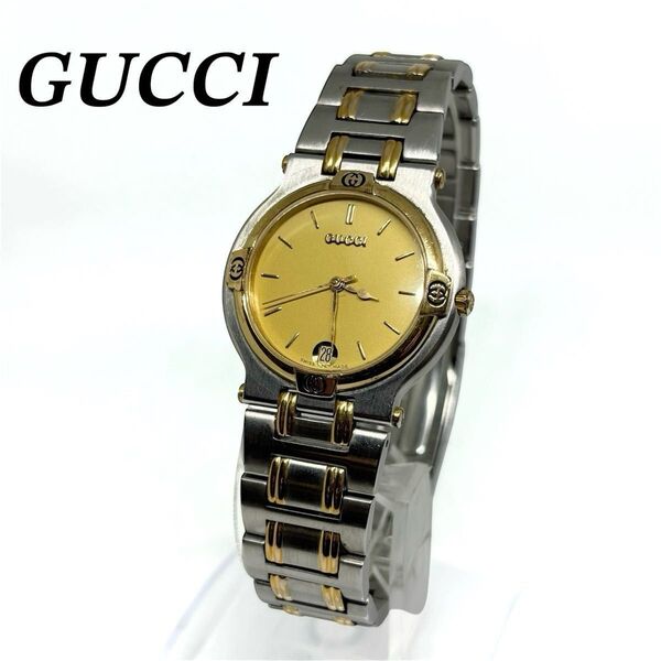 GUCCI 9000M 腕時計 クォーツ式 メンズ レディース アナログ 電池式 グッチ 文字盤ゴールド 新品電池交換済み