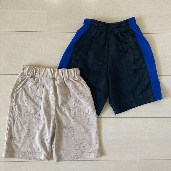 キッズ 男の子向け ショートパンツ ハーフパンツ 2枚セット スポーツ 黒100