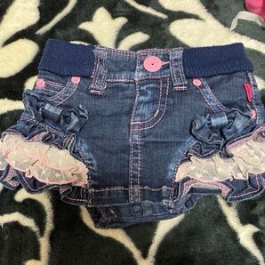 アースマジック ロンパース付きスカート デニムスカート ショートパンツ