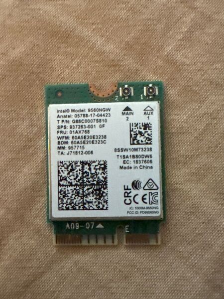 Intel 9560NGW M.2 Wi-Fiカード CNVi対応 Bluetooth5.0 動作品 無線LANカード