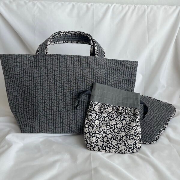 ハンドメイド ヌビバッグ トートバッグと巾着袋 底板付き