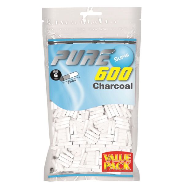 PURE 手巻きタバコ用 スリム チャコール フィルター バリューパック600
