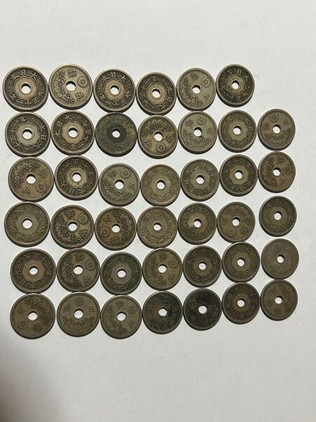 【未選別】小型五銭白銅貨 まとめて 約107g 約80枚 硬貨 旧貨幣 古銭 日本 穴銭 コイン アンティーク 大量