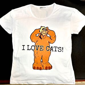 ALFアルフのTシャツ ビンテージ風 I LOVE CATS (Sサイズ)アルフ