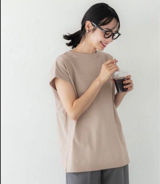 coca フレンチスリーブクルーネックTシャツ ベージュ L