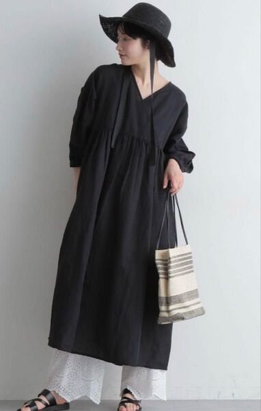 natural by clip 黒 リネン ワンピース スタジオクリップ ロング 新品 未使用 クーポン使用歓迎です