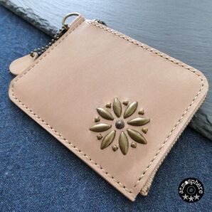 【手縫い】フラワースタッズL字ウォレットⅡ(栃木レザー)