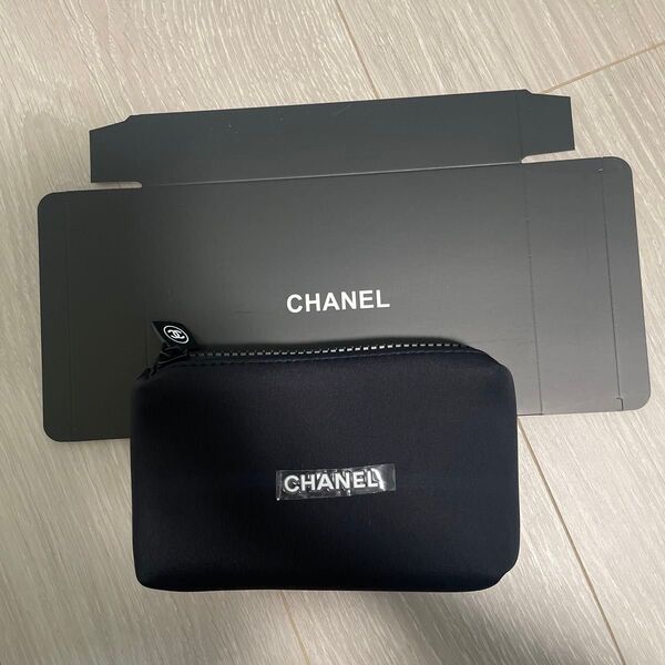 CHANEL コスメ ポーチ 化粧品 小物入れ コスメティック 海外免税店 ノベルティ限定商品 ロゴ入り ブラックカラー シャネル