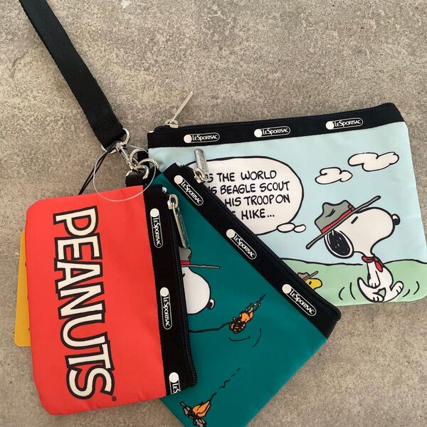 レスポートサック ピーナッツ LeSportsac コラボ スヌーピー ポーチ 3連ポーチ 小物入れ