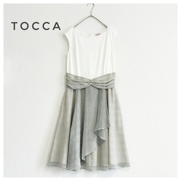 美品 TOCCA トッカ ELFIN CHEK ドレス ワンピース アイボリー系 XS