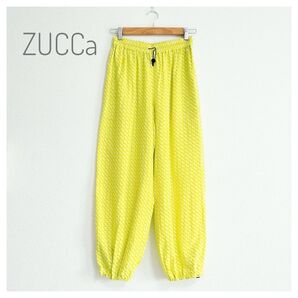 美品 ZUCCa ジオメトリックプリントパンツ イエロー系 M ウォッシャブル