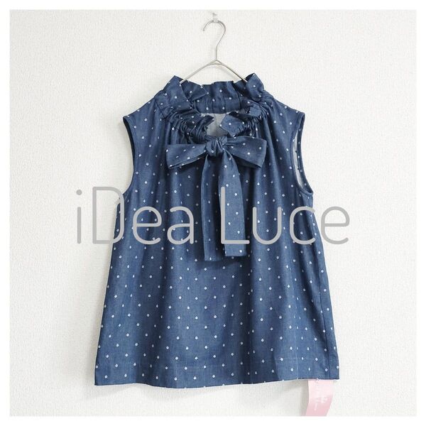 新品タグ付き iDea Luce ノースリーブ リボンブラウス FREE