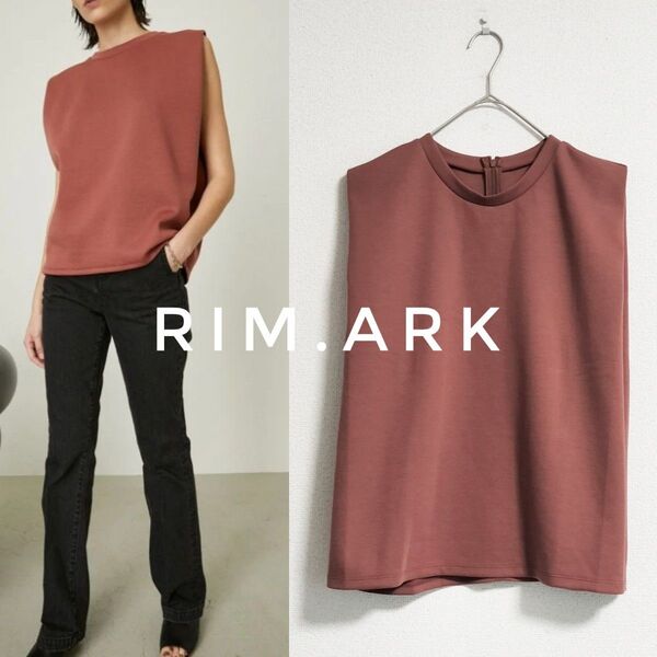 新品タグ付き RIM.ARK Box silhouette cut tops ダークピンク FREE
