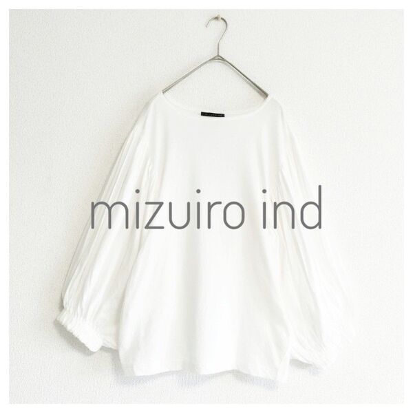mizuiro ind ボリュームスリーブ コットン ブラウス オフホワイト FREE