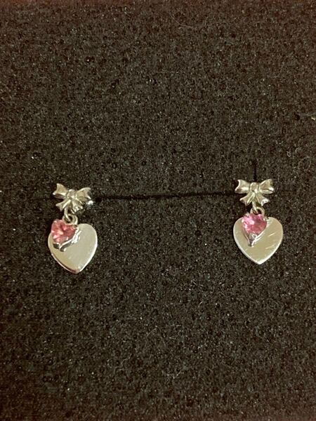 サマンサティアラ K18WG ハート&リボンモチーフピアス Samantha Tiara 18金 ホワイトゴールド