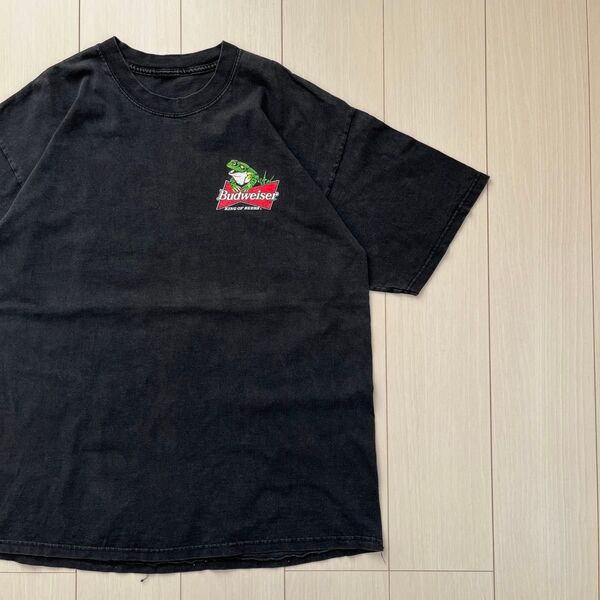 90's Budweiser print tee バドワイザー 古着ビールT ブラック