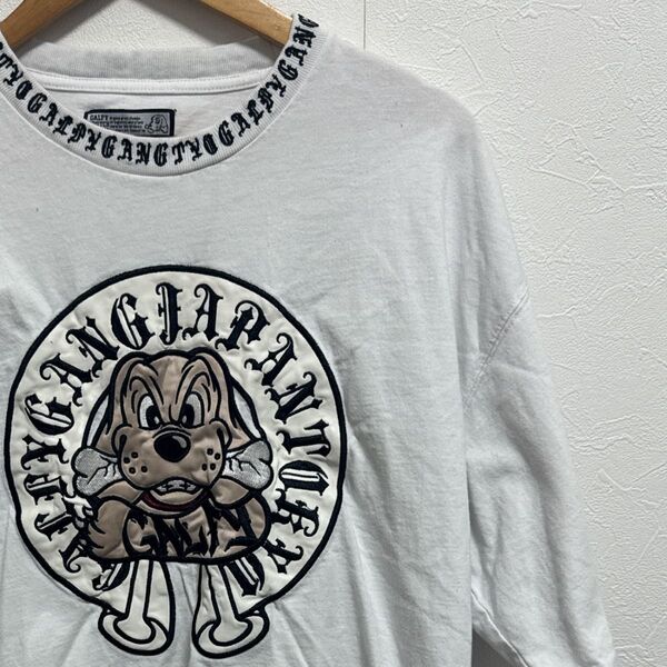 【希少】GALFY ガルフィーTシャツ 白 サークル刺繍ロゴ 中型犬