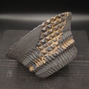 YB39E CELECTオリジナル STUDS POT 破鉢 陶器鉢 作家鉢 植木鉢 鎬スタッズ 5号 浅鉢 黒×金