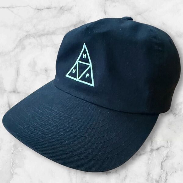 HUF キャップ ブラック スナップバック 帽子 黒 コットン100%