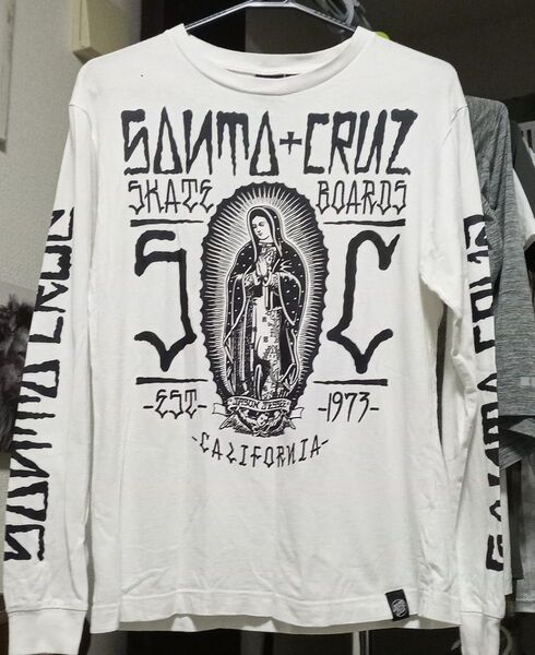 SANTA CRUZ 長袖Tシャツ 白 ロンT ロゴ ジェイソンジェシー マリア サンタクルーズ 古着