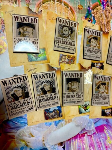 ワンピース WANTED手配書風アクリルマグネット14個セット 台紙付き★写真4枚目追加分を載せてます!